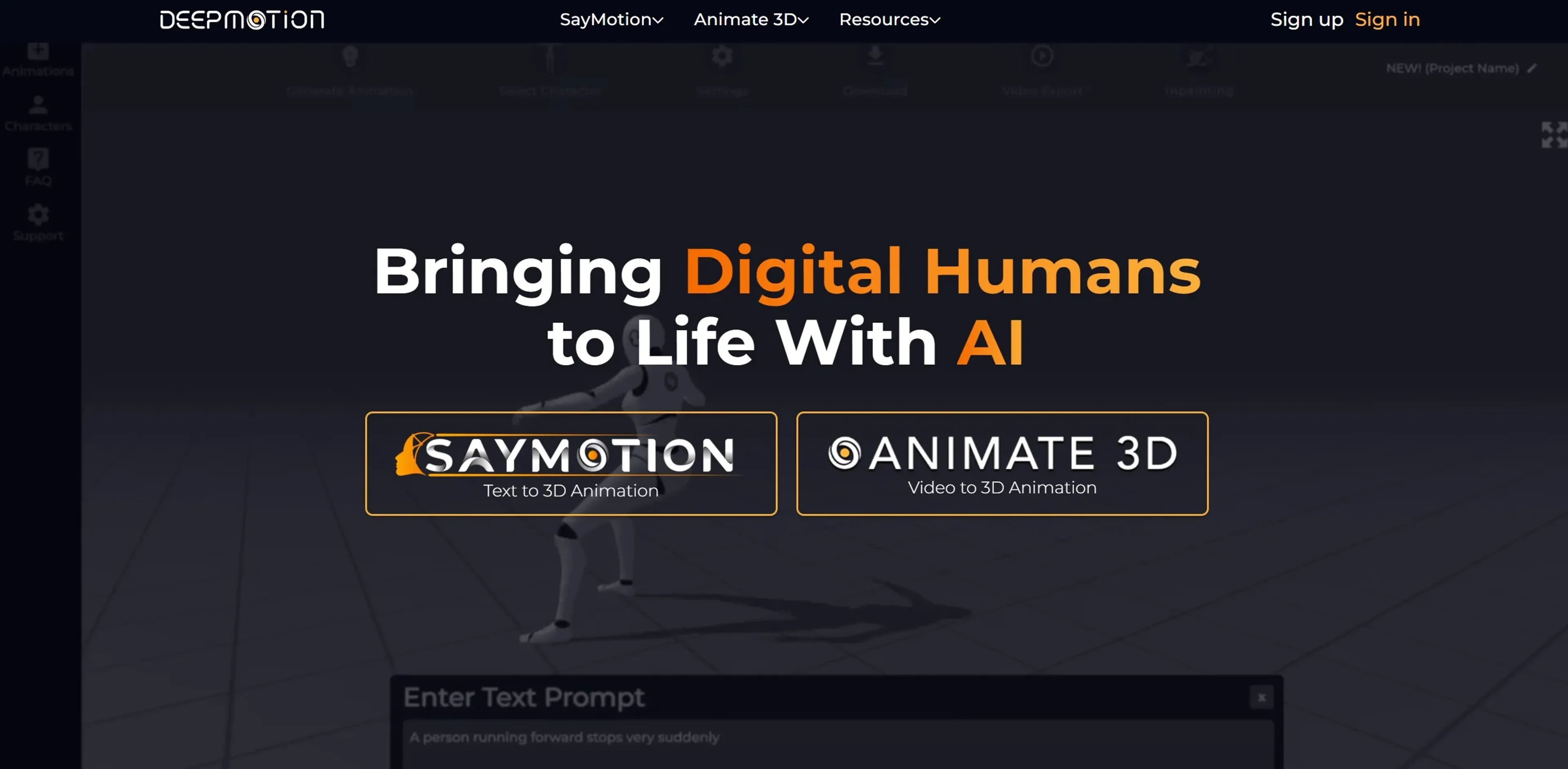 DeepMotion product screenshot