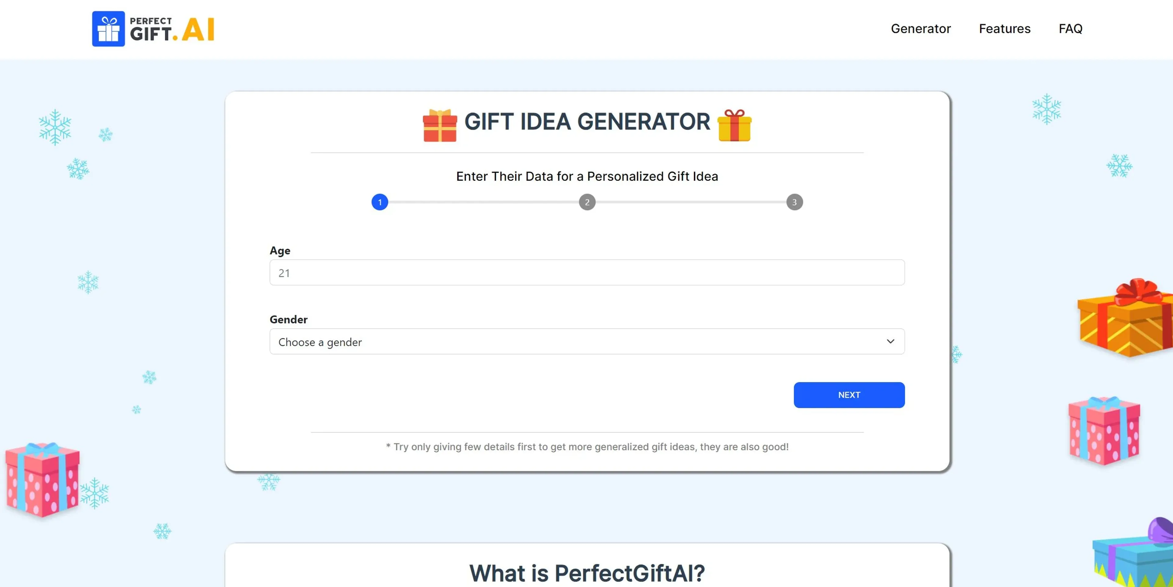 PerfectGift product screenshot