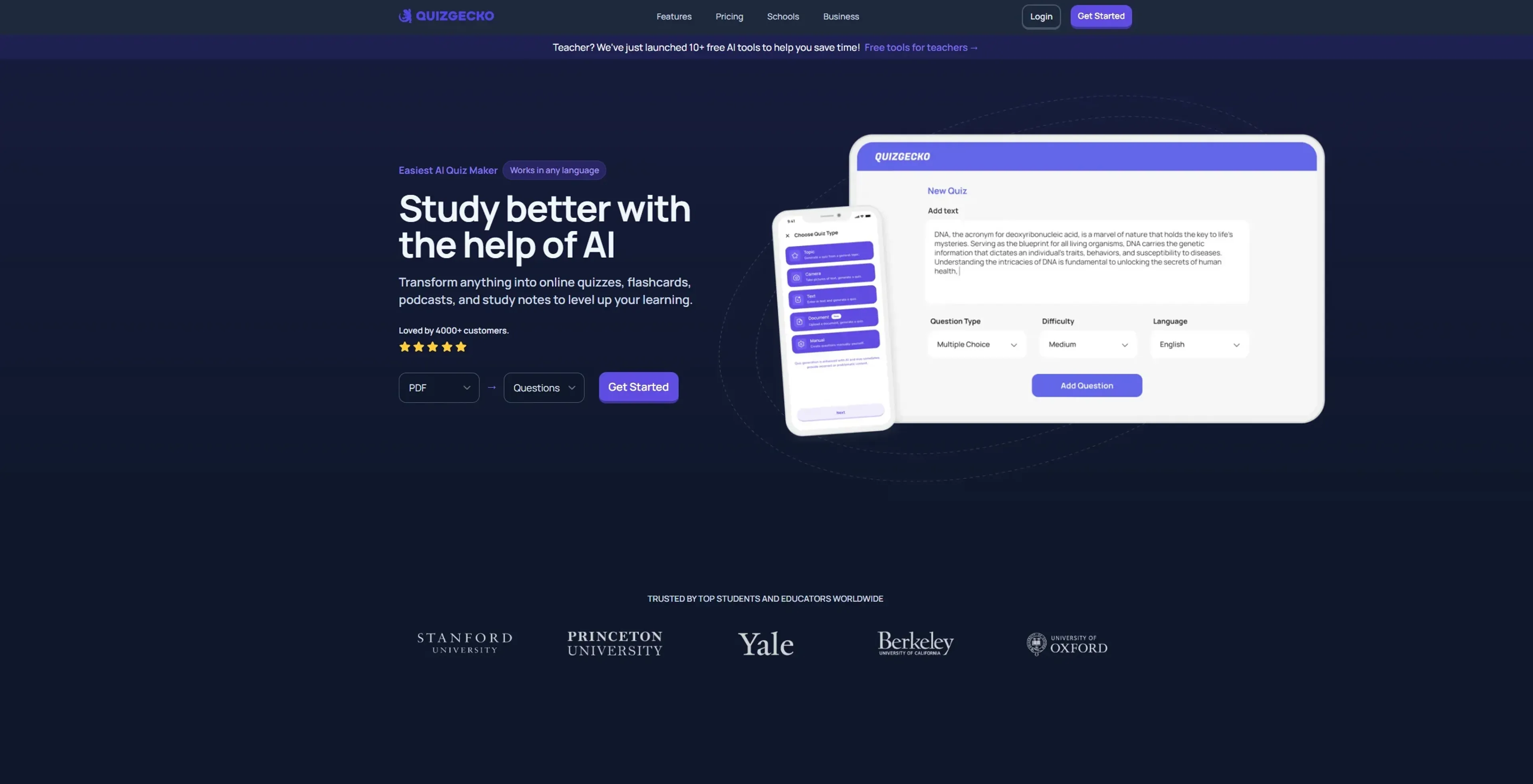 Quizgecko product screenshot